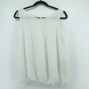 Max Studio Ethereal Angelic Sheer Pleated Flowy Tank TieNeck Back ElasticWaist S
